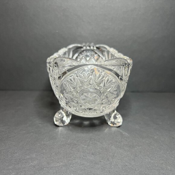 Vintage Anna Hutte Bleikristall Lead Crystal Cut Snowflake Pattern Footed Bowl - Picture 3 of 8
